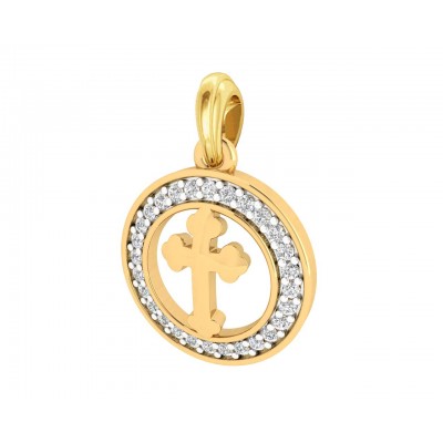 Cross 12mm charm in hallmarked Gold with round brilliant diamonds